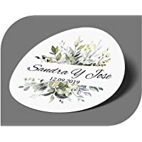CrisPhy Pegatinas Personalizadas Boda con Nombre y Fecha- Etiquetas Adhesivas para Invitacion Boda Bautizo Compromiso…